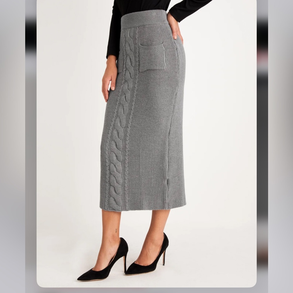 Plain High Waist Plain Sweater Skirt - Picture 4 of 10